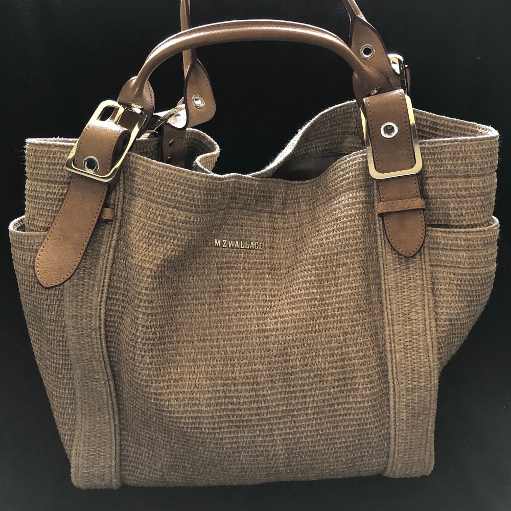 MZ Wallace Brown Textured Tote with Leather Trim